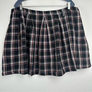 Hot Topic Tiered Mini Skirt Plus Size 2X Black Red Plaid Goth Grunge Emo Punk